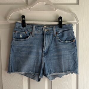Levi's Light Blue Frayed Hem Denim Shorts
